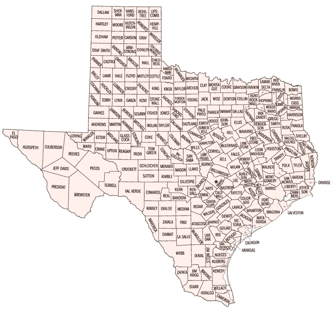 Map Of Texas Counties